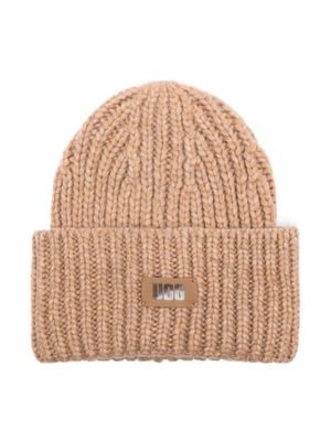 UGG Kids bonnet en maille à patch logo - Marron