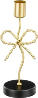Mica Decorations kandelaar ijzer strik 7x6.5x18cm goud
