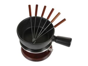 Boska Fondueset Nero - Keramieken pan met 6 vorkjes - zwart - 1,3 L