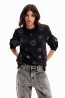 Sweatshirt met geometrische borduursels - BLACK - XXL - thumbnail