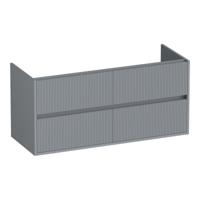 Brauer Adore Wavy - Onderkast - 120 cm - met 4 Softclose Lades Greeploos en 2 Sifon Uitsparingen - Mat Grijs