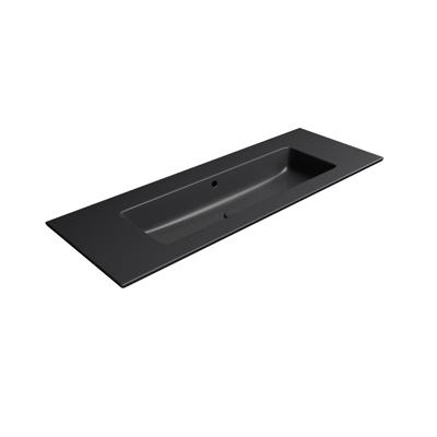 Wastafel Zonder Kraan Gat Keramiek Sapho Pura 122x46 cm Mat Zwart