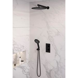 Inbouw Regendouche Set Brauer Black Edition Wanduitloop Ronde Hoofddouche 30 cm Met Handdouche 3 Standen Mat Zwart Brauer