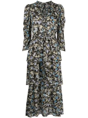 Marchesa Rosa robe nouée Juniper à fleurs - Noir