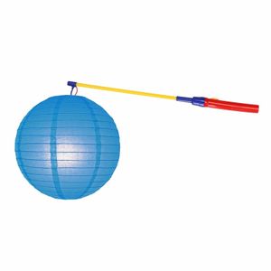 Blauwe lampion 25 cm met lampionstokje