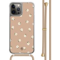 iPhone 12 (Pro) hoesje met beige koord - Sweet daisies