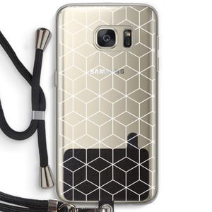 Zwart-witte kubussen: Samsung Galaxy S7 Transparant Hoesje met koord