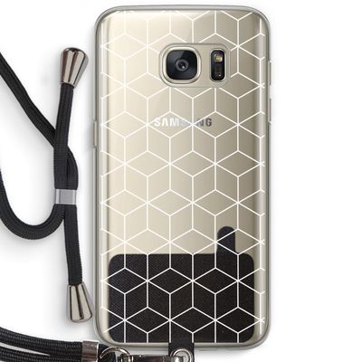 Zwart-witte kubussen: Samsung Galaxy S7 Transparant Hoesje met koord