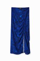 Slim fit midirok met split - BLUE - XL