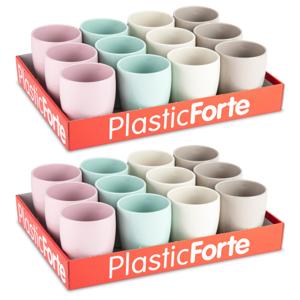 Plasticforte Bekers - 24x stuks - kunststof - gekleurd - 300 ml - onbreekbare mokken