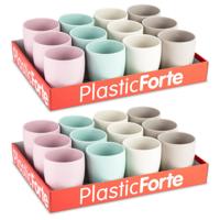 Plasticforte Bekers - 24x stuks - kunststof - gekleurd - 300 ml - onbreekbare mokken