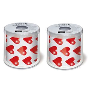 2x stuks Hartjes/I love you toiletpapier/wc rollen