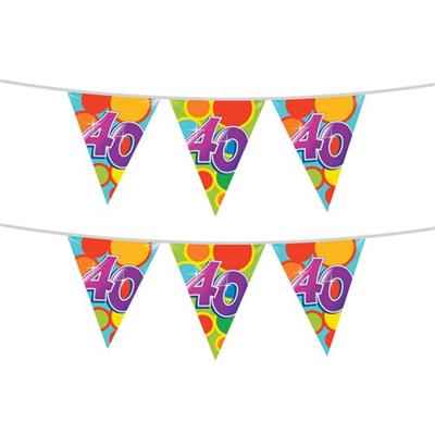Haza Vlaggenlijn - 2x stuks - 40 jaar - leeftijd slinger - verjaardag versiering - 10 meter