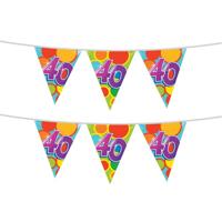 Haza Vlaggenlijn - 2x stuks - 40 jaar - leeftijd slinger - verjaardag versiering - 10 meter