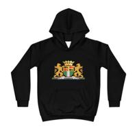 Hoodie regular zwart - kids - Wapen van Rotterdam - logo voor groot