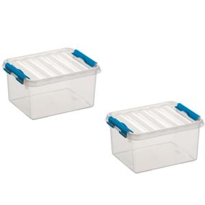 4x stuks sunware q-line opberg box/opbergdoos - 2 liter - 20 x 15 x 10 cm - kunststof - transparant