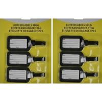 Kofferlabel - 6x stuks - bagagelabel - zwart