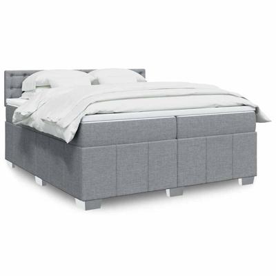 Boxspring met matras stof lichtgrijs 200x200 cm