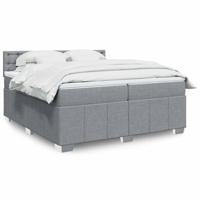 Boxspring met matras stof lichtgrijs 200x200 cm