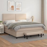 Boxspring met matras kunstleer cappuccinokleurig 180x200 cm