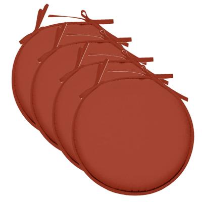Stof Textile Home stoelkussens - 4x - terracotta - D40 x H3 cm - voor binnen - rond