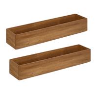 Bestekbak/keuken organizer - 2x - 1 vaks - Smart Desk serie - acacia hout - 8 x 38 x 7 cm