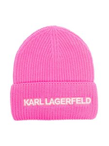 Karl Lagerfeld Kids bonnet à logo brodé - Rose