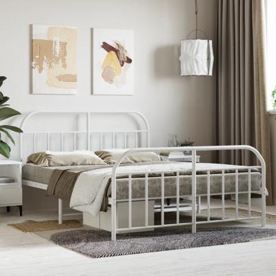 Bedframe met hoofd- en voeteneinde metaal wit 140x200 cm