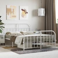 Bedframe met hoofd- en voeteneinde metaal wit 140x200 cm - thumbnail