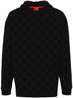 HUGO hoodie à logo en jacquard - Noir