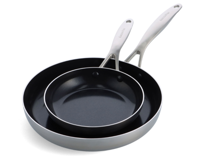 GreenPan Koekenpannenset Geneva - RVS - ø 20 & 28 cm - keramische anti-aanbaklaag