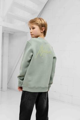 Malelions Striped Signature Sweater Kids Groen - Maat 176 - Kleur: Taupe | Soccerfanshop