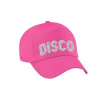 Bellatio Decorations Disco verkleed pet/cap voor volwassenen - zilver glitter - unisex - roze   -