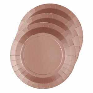 Santex feest bordjes rond rose goud - karton - 10x stuks - 22 cm   -