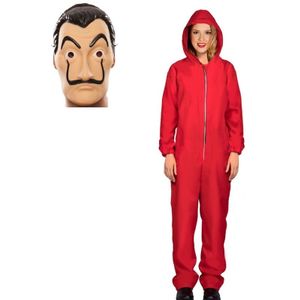 Verkleed set overall met masker La casa de Papel voor dames M