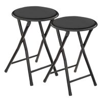 5Five Bijzet krukje/stoel - 2x - Opvouwbaar - zwart fluweel - 29 x 45 cm - Bijzettafels - thumbnail