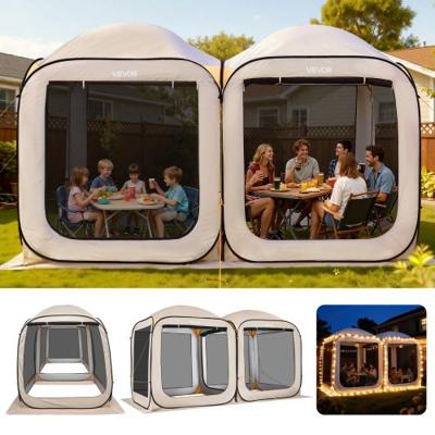 VEVOR Campingtent, 365,76 x 182,88 cm, 2-in-1 pop-up tent, draagbare partytent met draagtas, gaaswanden en grondpinnen, voor tuin, terras en buitenactiviteiten, beige
