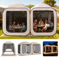 VEVOR Campingtent, 365,76 x 182,88 cm, 2-in-1 pop-up tent, draagbare partytent met draagtas, gaaswanden en grondpinnen, voor tuin, terras en buitenactiviteiten, beige - thumbnail