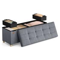 Opvouwbare opbergbank met deksel en comfortabele zitting, Leigrijs / 110B cm