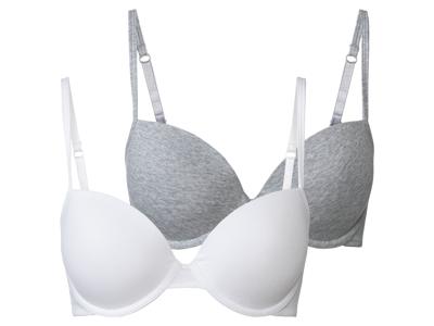 esmara 2 dames beugel BH&apos;s (75B, Grijs/wit)