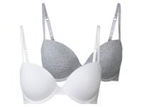 esmara 2 dames beugel BH&apos;s (85C, Grijs/wit)