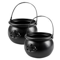 Heksenketel - 2x - kookpot - 18 x 14 cm - halloween - verkleden - decoratie