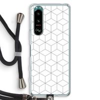 Zwart-witte kubussen: Sony Xperia 5 III Transparant Hoesje met koord