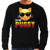 Funny emoticon sweater I am no pussy zwart heren - thumbnail