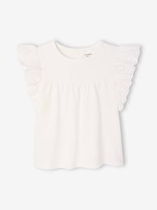 Babyshirt met mouwen van Engels borduurwerk ecru