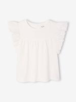 Babyshirt met mouwen van Engels borduurwerk ecru