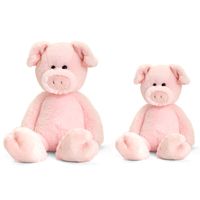 Keel Toys pluche varkens knuffeldieren - roze - staand - 18 en 25 cm - thumbnail