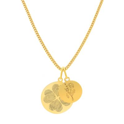Vingerafdrukken ketting klaver met dubbele bedel - Stainless steel - Goud - 4 vingerafdrukken