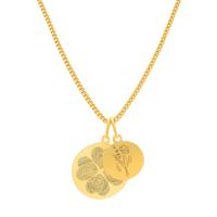 Vingerafdrukken ketting klaver met dubbele bedel - Stainless steel - Goud - 4 vingerafdrukken