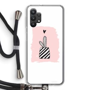 Zwart-wit cactus: Samsung Galaxy A32 5G Transparant Hoesje met koord